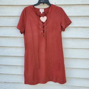 NWT Suede Lace Up Dress